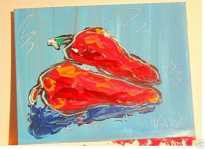 RED PEPPERS  Mark Kazav  Abstract Modern CANVAS Original Oil Painting ZhZ