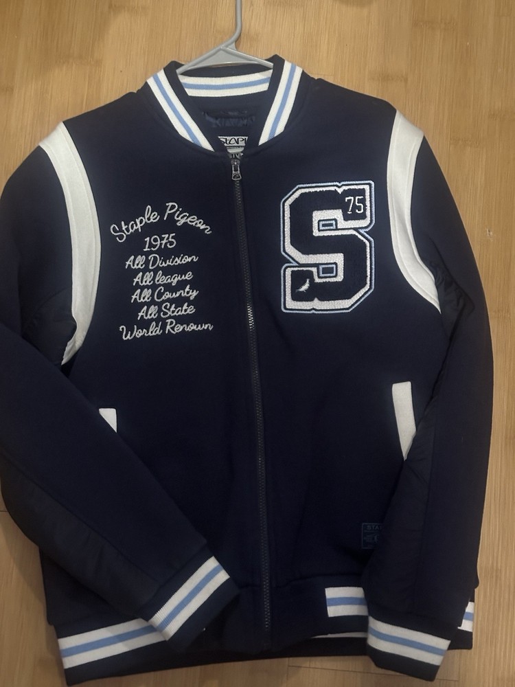JC Penney Varsity Jacket Navy Blue, Full Zip, Size XL, 1980s Vintage