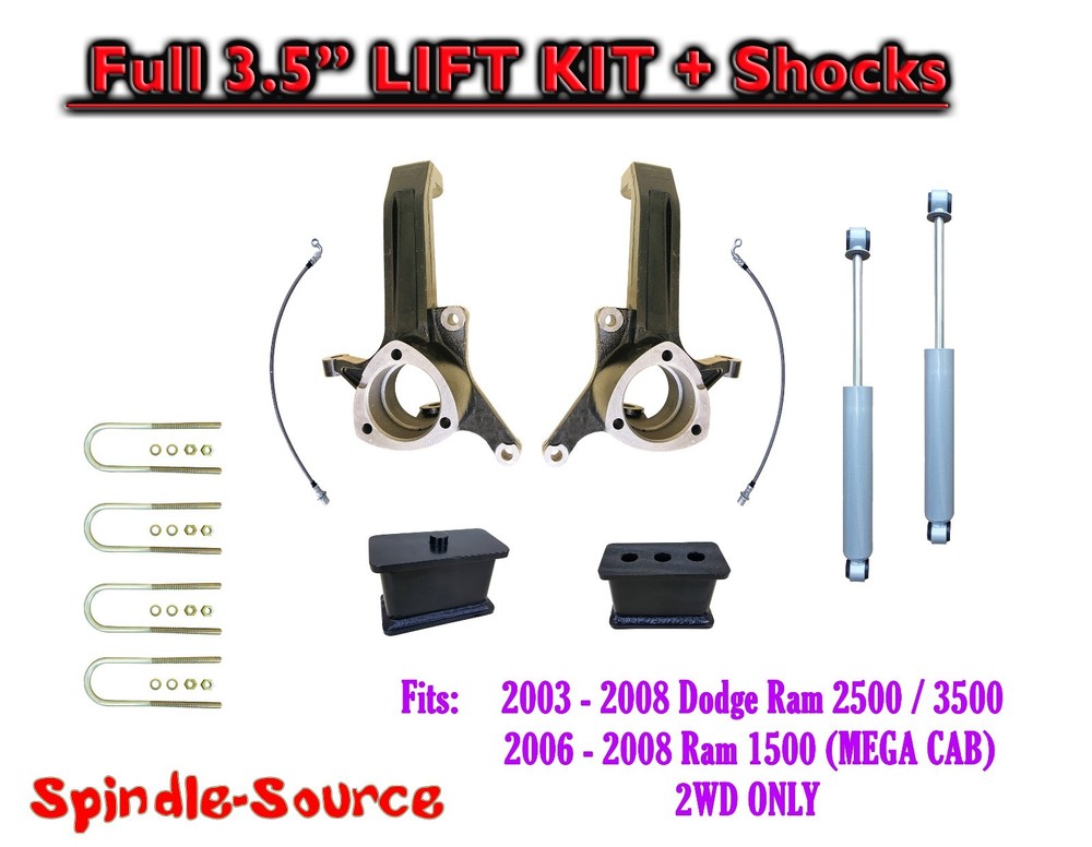 3.5/3.5 Lift Kit with Shocks for 03-08 Dodge Ram 2500 3500 2WD 4 Axle UB-I