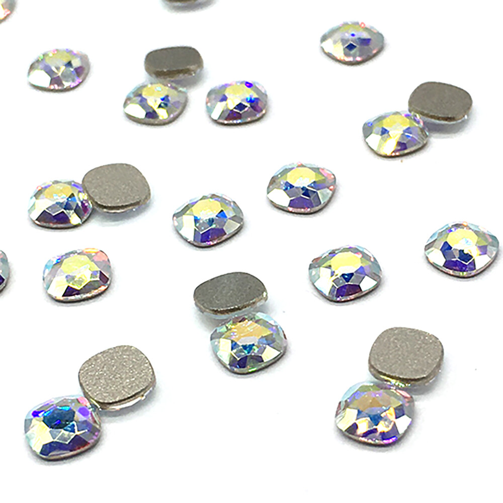 12 Swarovski 2471 Cushion Flatback 5mm No-Hotfix Nail Art Crystals in Crystal AB