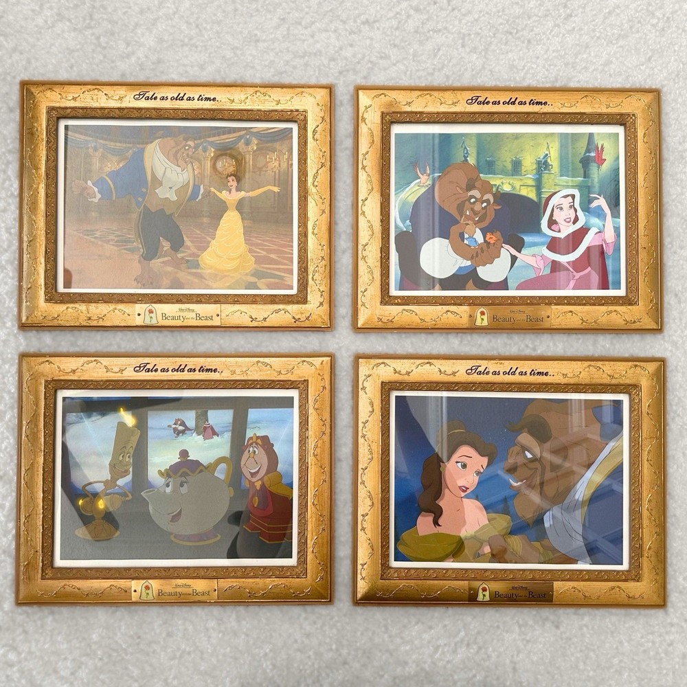 Beauty and the Beast Framed Lithographs Disney Princess Belle Set of 4 Wall Art