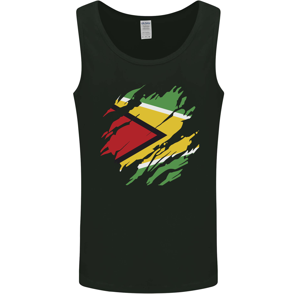 Torn Guyana Flag Guyanese Day Football Mens Vest Tank Top