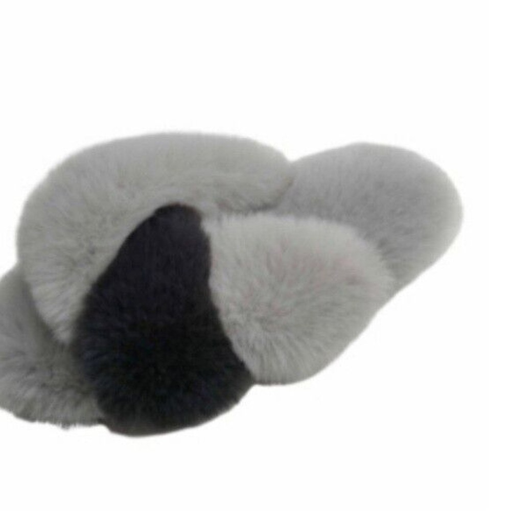 Jenni Women's Faux-Fur Crossband Slippers size small 5-6 slip on shoes