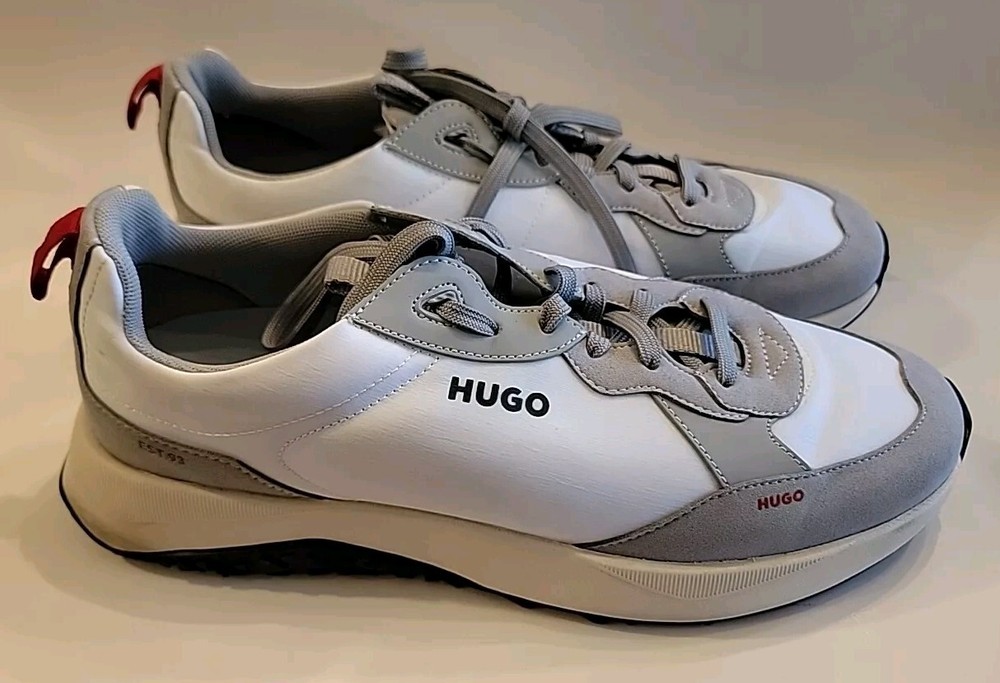 Hugo BOSS Men's Tennis Shoes ( 50493146 ) 10.5 US / 44 UK White Gray Red Tan