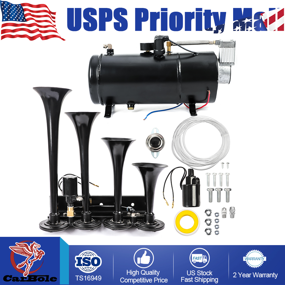 1.5G 150PSI Train Horn Kit with 4 Trumpets for Trucks & Cars