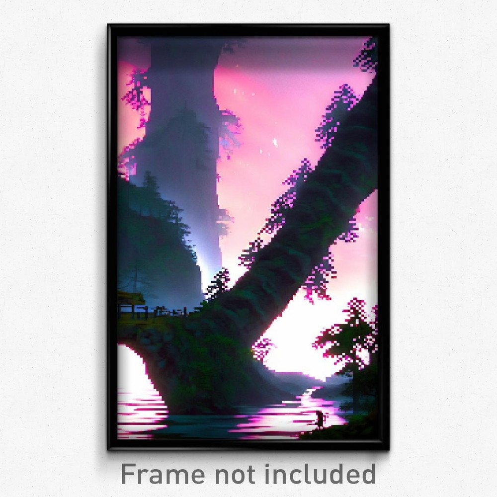 Pixel Art Poster - Warlike Brook (8 Bit Psychedelic Trippy Video Game Print)