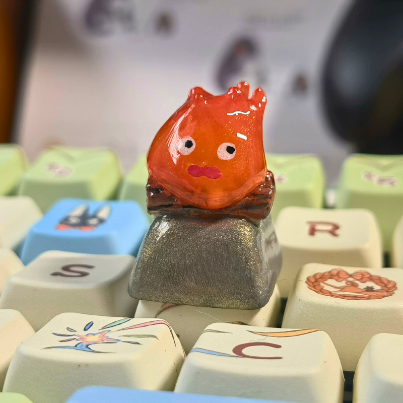 Calcifer Flame Demon Custom Artisan Keycap for Mechanical Keyboards - Unique Gaming Accessory