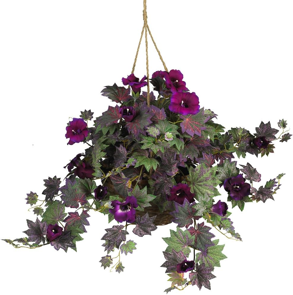 Morning Glory Silk Hanging Basket for Vibrant Home Decor