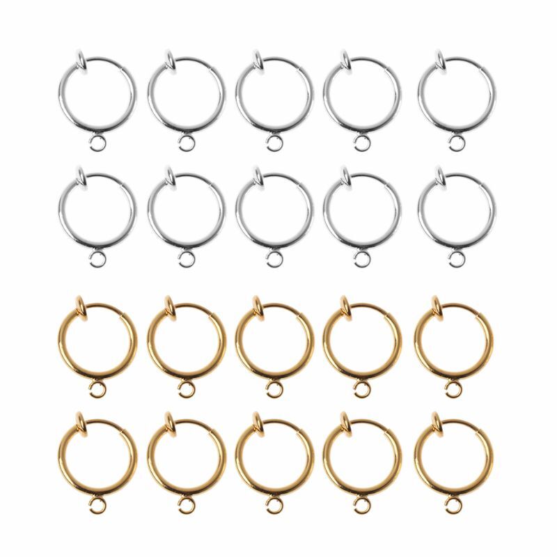 10Pcs Non-Pierced Earring Converters for Clip-On Round Hoop Jewelry DIY