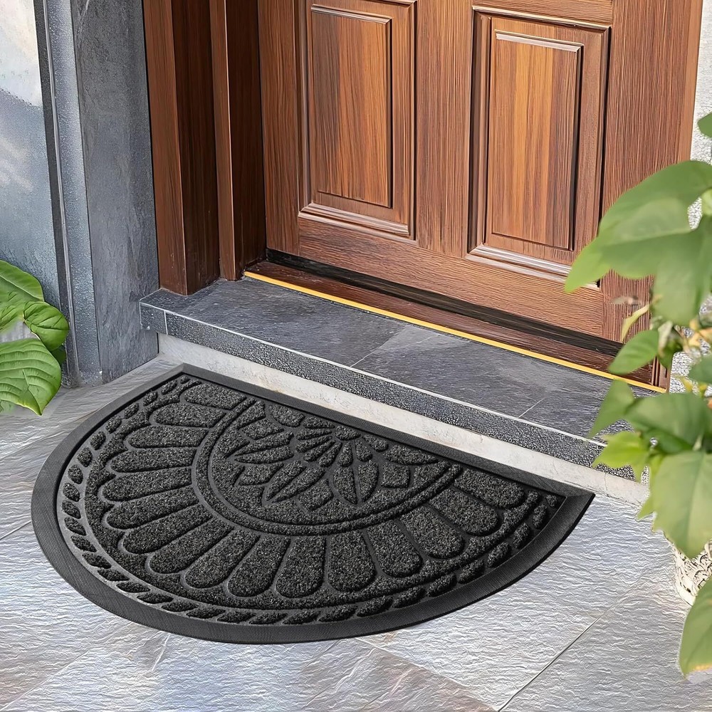 Mibao Non-Slip Half Round Rubber Door Mat for Welcome Entrance Durable and Stylish