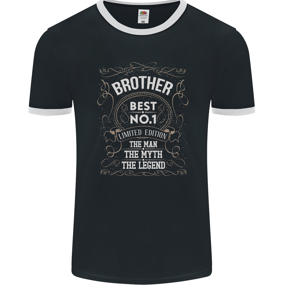 Fathers Day No 1 Brother Man Myth Legend Mens Ringer T-Shirt FotL-image