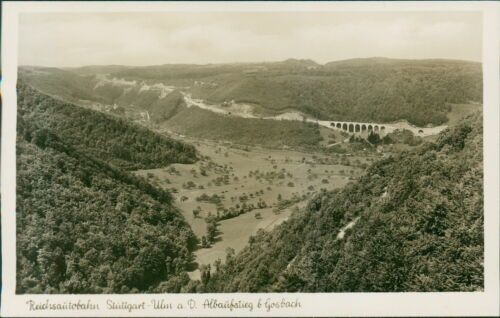 Postcard Reichsautobahn Stuttgart Ulm retired Albaufstieg near Gosbach (No.9501)