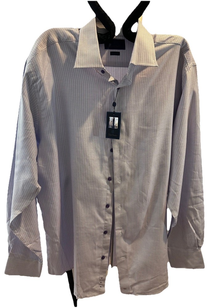 NWT$155 David Donahue Reg Mens Dress Shirt 17.5 36/37 Preppy Lilac White