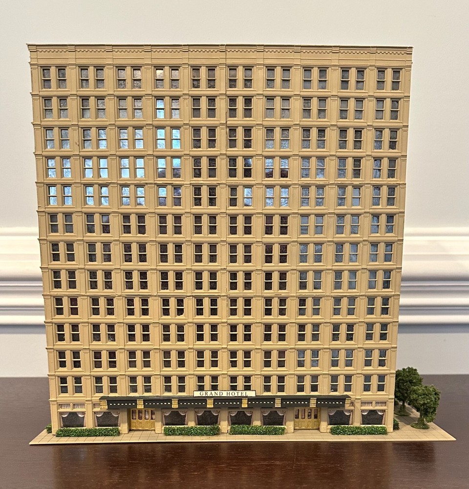 One-of-Kind N scale Custom Built/Painted 13 Story Tower 