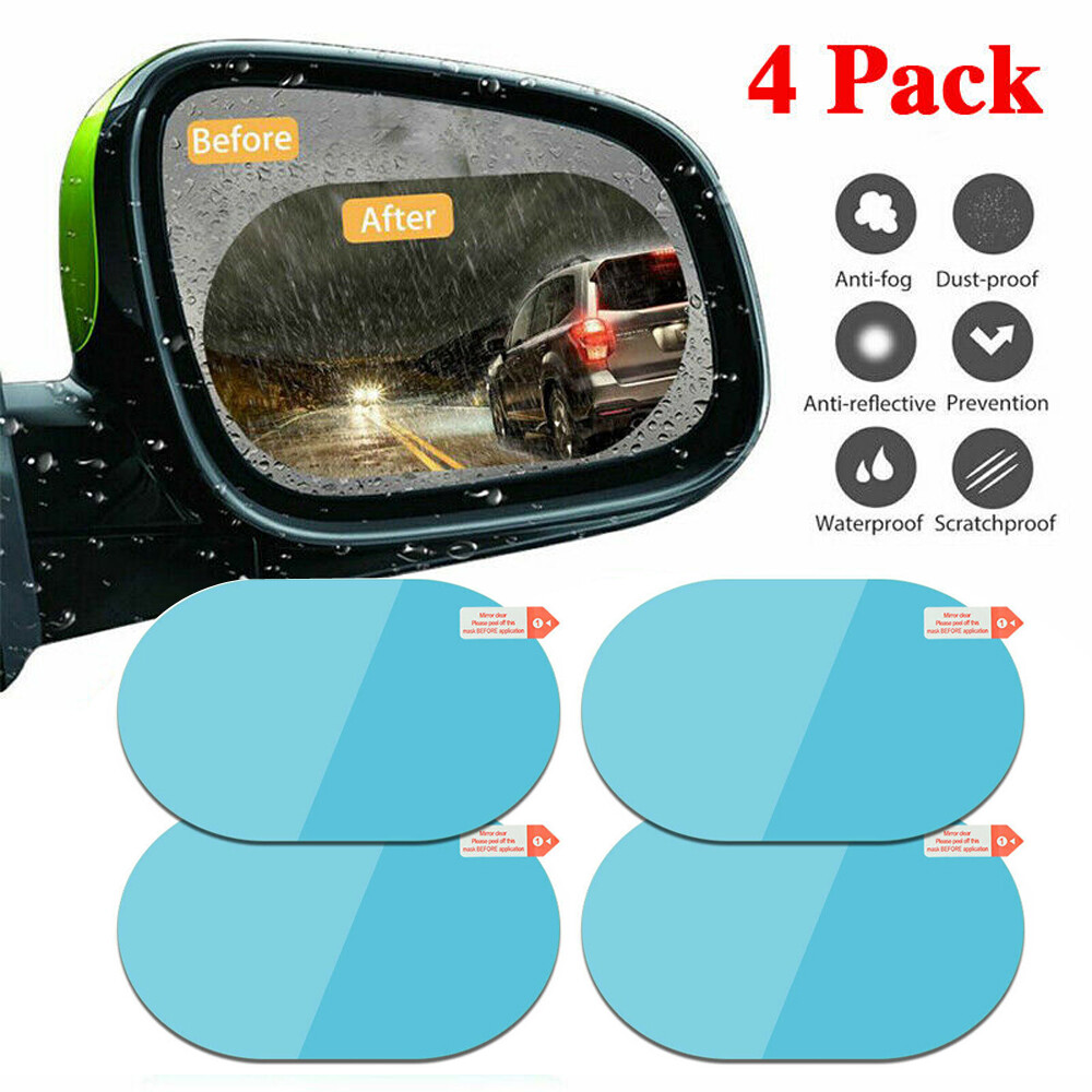 4x Car Mirror Anti-fog Protective Film Sticker Rainproof Rain Shield Accessories