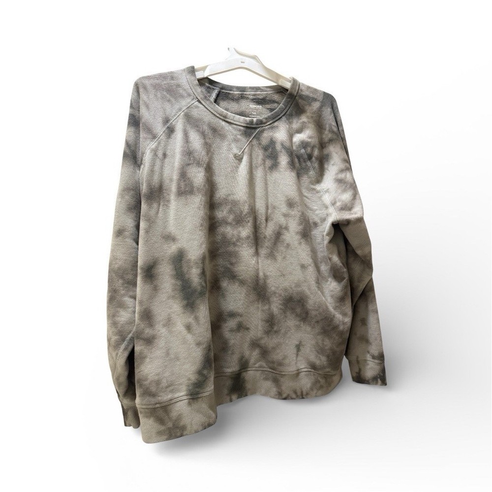Sonoma Women's Plus 1X Tie Dye Pullover Sweatshirt Gray Black