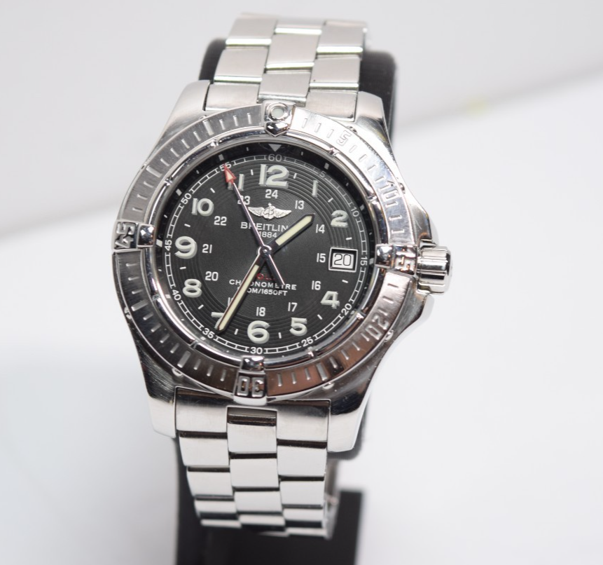 Breitling Colt Quartz A74380 Black Dial Aviation Numerals Chronometer + Service