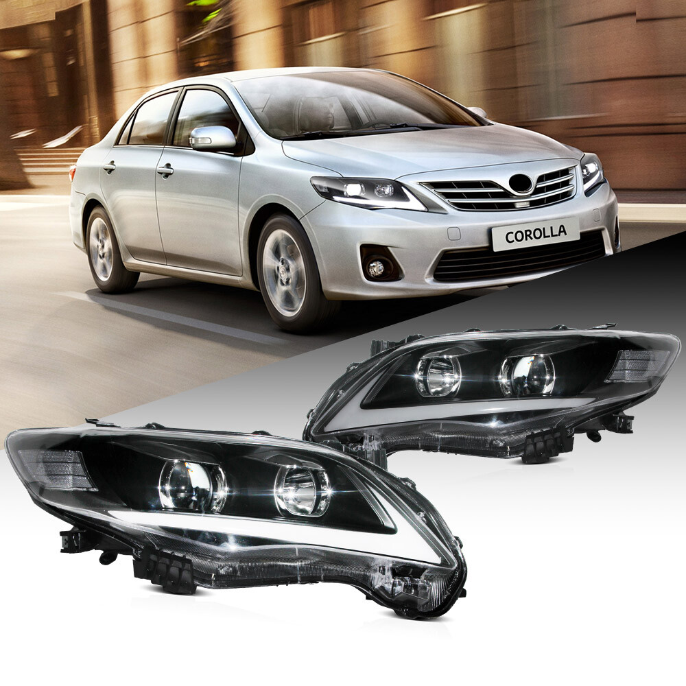 Pair LED DRL Projector Headlights Front Lamps For 2011-2013 Toyota Corolla VLAND