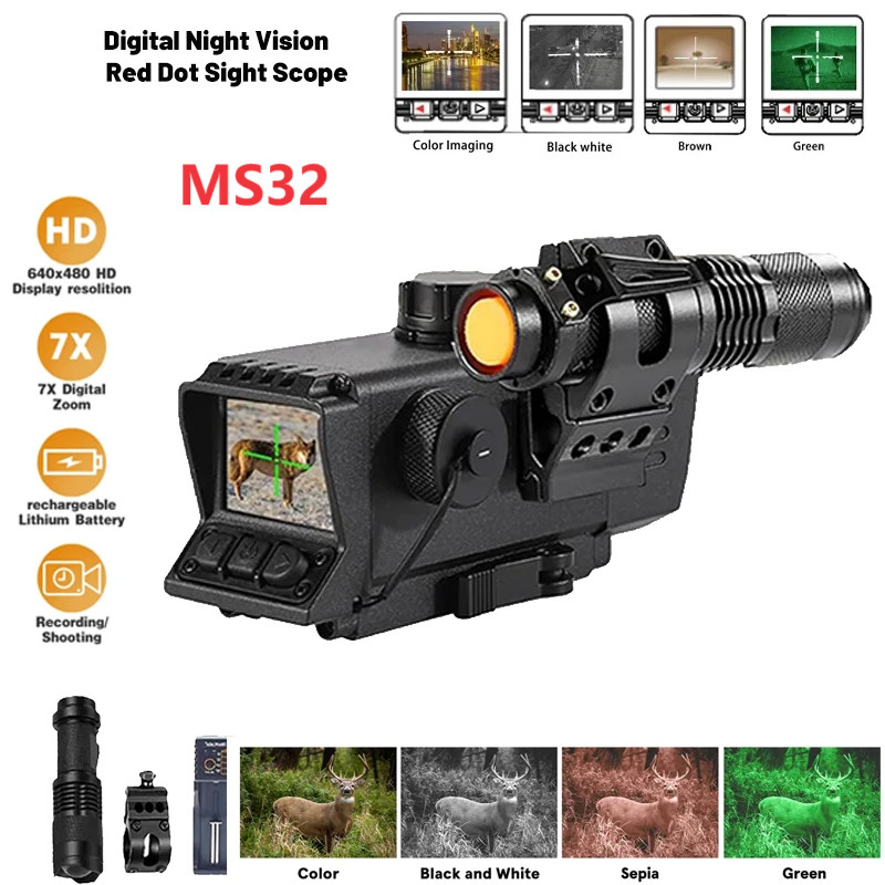 Night Vision Scope MS32 Mount NV Sight Optical 3.5x32 Digital Infrared Monocular