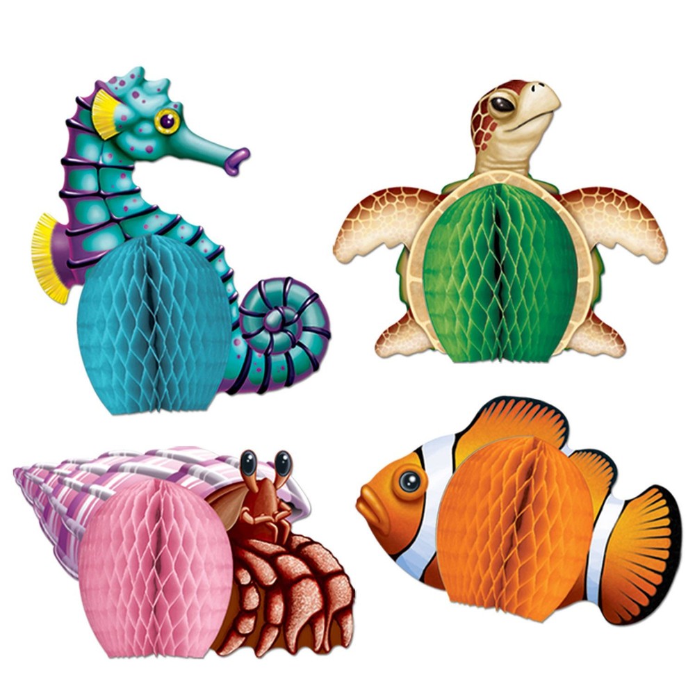 Beistle 4-Pack Sea Creatures Centerpieces for Under The Sea Party Decor
