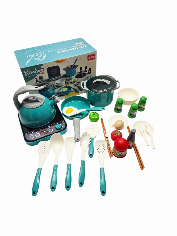 Pretend Play Kitchen Toy Set for Kids – Cooking Pots, Utensils & Food