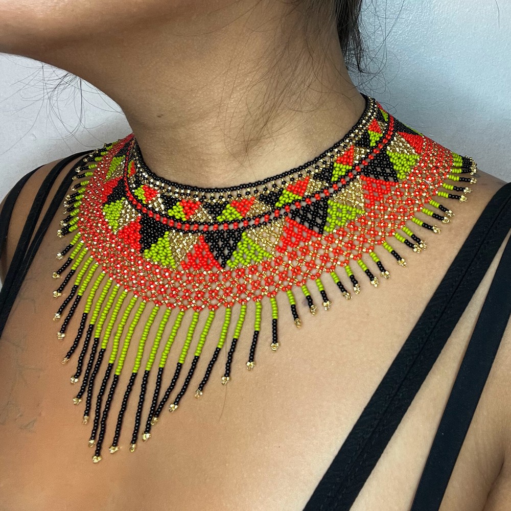 Bead Necklace | Handmade in Mexico | Aztec Necklace | Beaded Choker | Ethnic 45