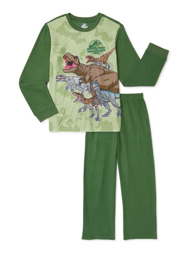 JURASSIC PARK WORLD Boys 2 PIECE Flannel Pajama Set SIZE 4/5 6/7 8 10/12 NEW