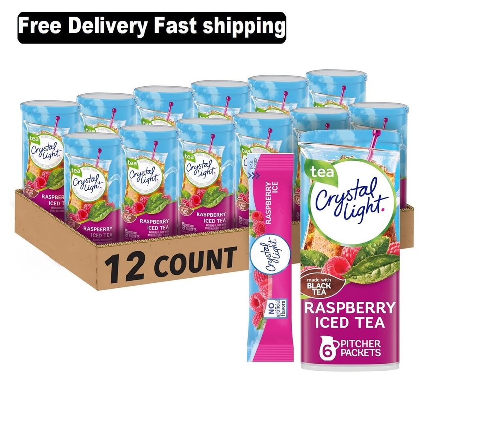 Crystal Light Sugar-Free Raspberry Iced Tea Naturally Flavored Powdered Drink 72