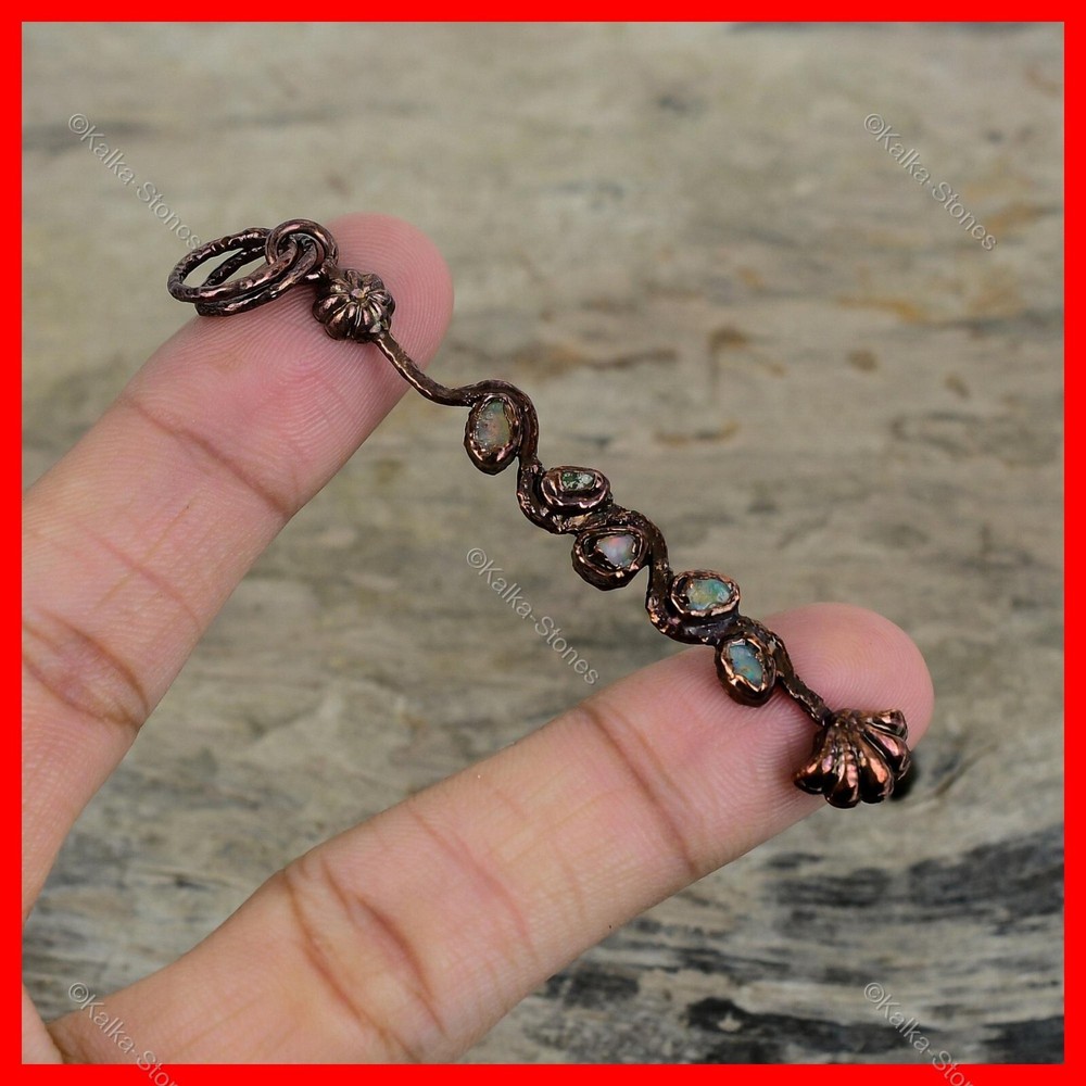 Mother's Day Copper Ethiopian Opal Electroformed Pendant for Daughter