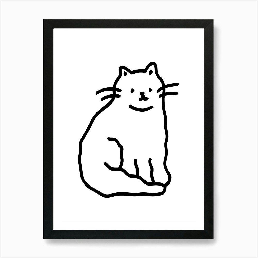 Cat Drawing Art Print Framed Wall Art Poster Canvas Print Picture