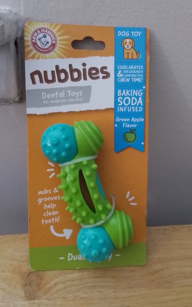 Arm & Hammer Dog Toy Nubbies Bone Duality Toy Green Apple Flavor