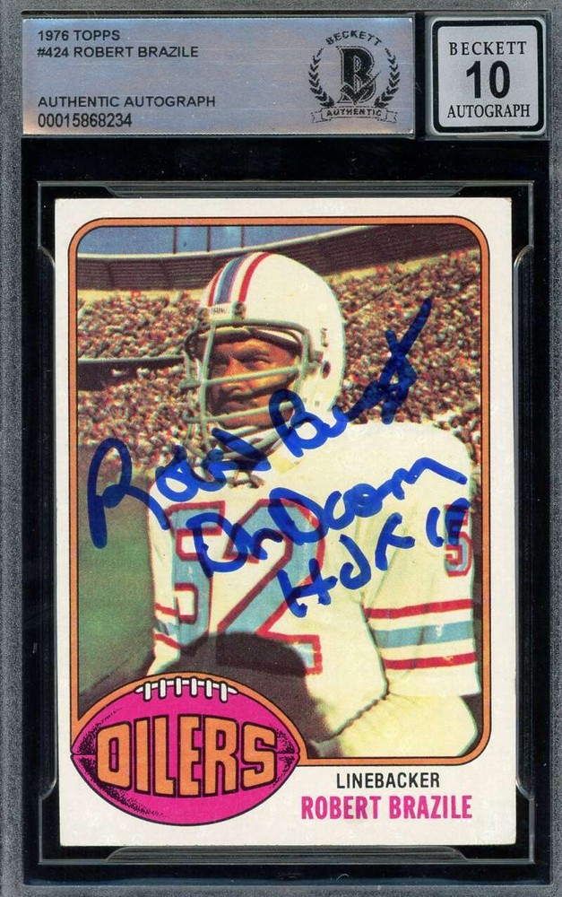 Robert Brazile Gem Mint 10 Beckett BAS Signed 1976 Topps Rookie Autograph