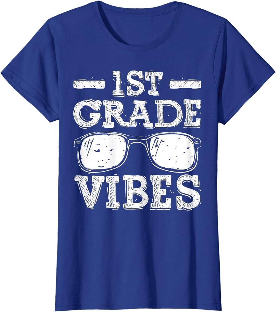 Back To School 1st Grade Vibes First Day Teacher Ladies' Crewneck T-Shirt-image