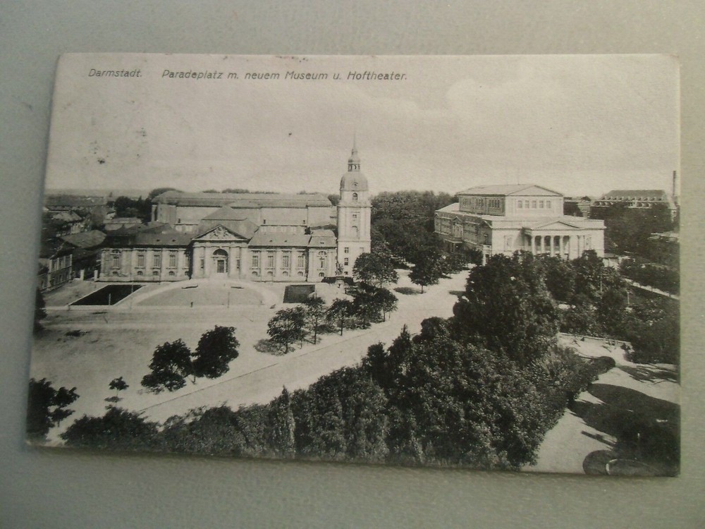 Ansichtskarte Darmstadt Paradeplatz Museum Hoftheaterm1907