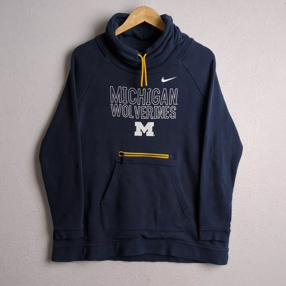 Vintage Nike Michigan Wolverines Turtleneck Sweatshirt Pullover Swoosh Adult XL