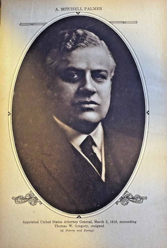 1919 Vintage Illustration A. Mitchell Palmer Attorney General
