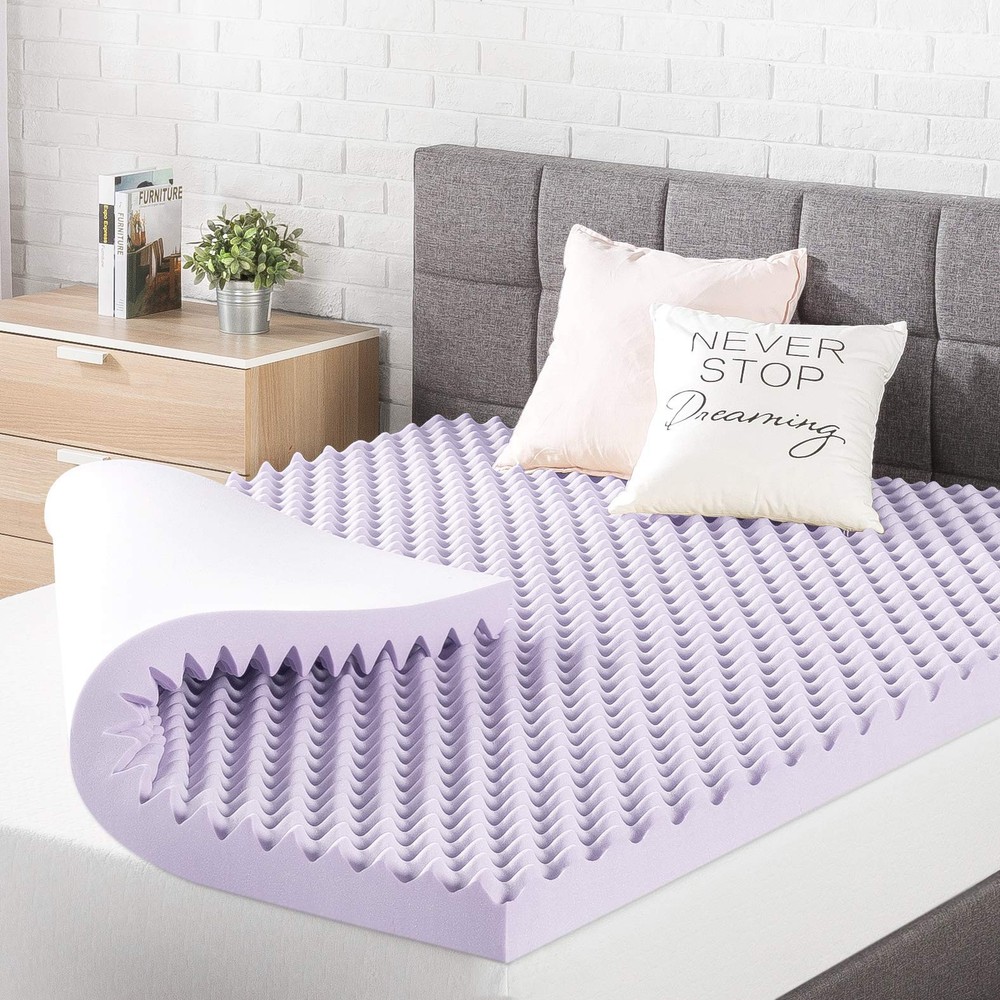 3 Inch Egg Crate Memory Foam Mattress Topper with Soothing Lavender Infusion,...