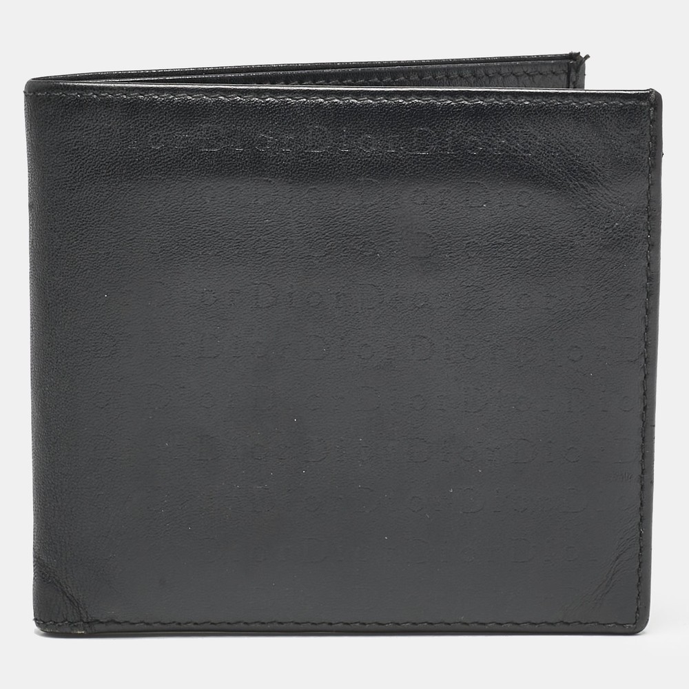 Dior Black Embossed Logo Leather Bifold Wallet for Men