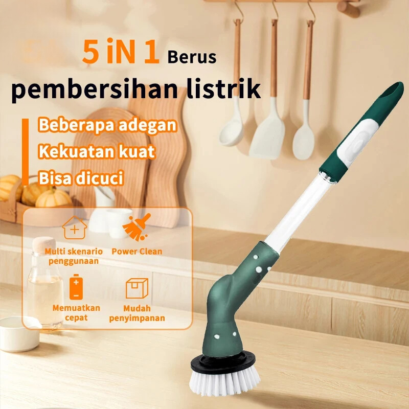 Electric Cleaning Brush with Adjustable Length Strong Replaceable Brush Head New