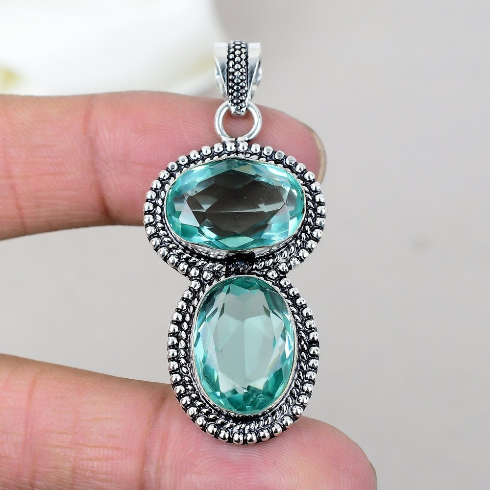 Aquamarine Gemstone Sterling Silver Pendant Jewelry Gift