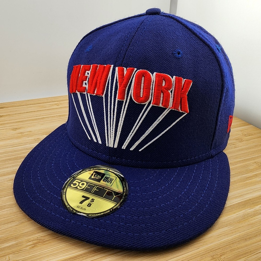 New York Yankees Fitted Hat, Blue, 100% Wool, USA MADE, New Era 5950, Size 7 5/8