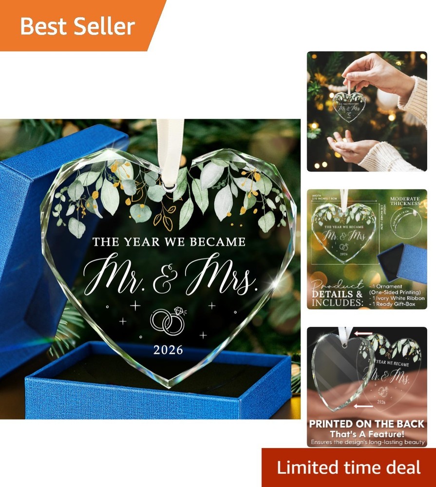 Heart-Shaped Just Married Ornament 2026 | Perfect First Christmas Gift