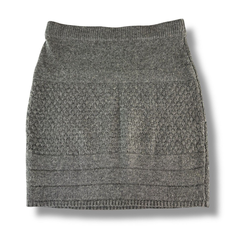 Moda International Gray Wool Mini Skirt 90s Minimalist Chic Size S Vintage Retro
