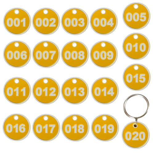 1-20 Key Tags with Labels Aluminum Alloy Numbered Tags Key Ring Metal Tags