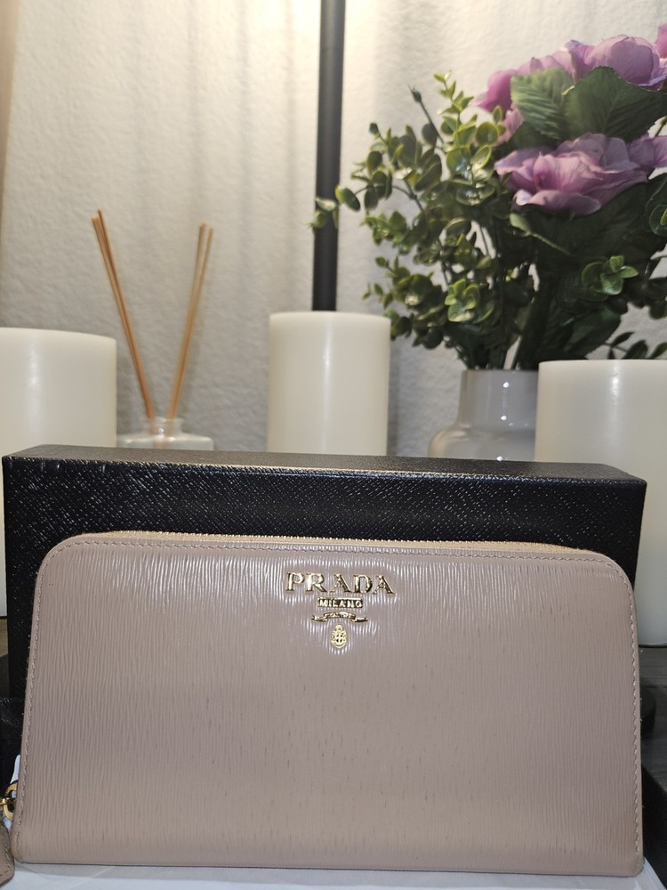 Prada Long Zip Around Leather Wallet for Men and Women