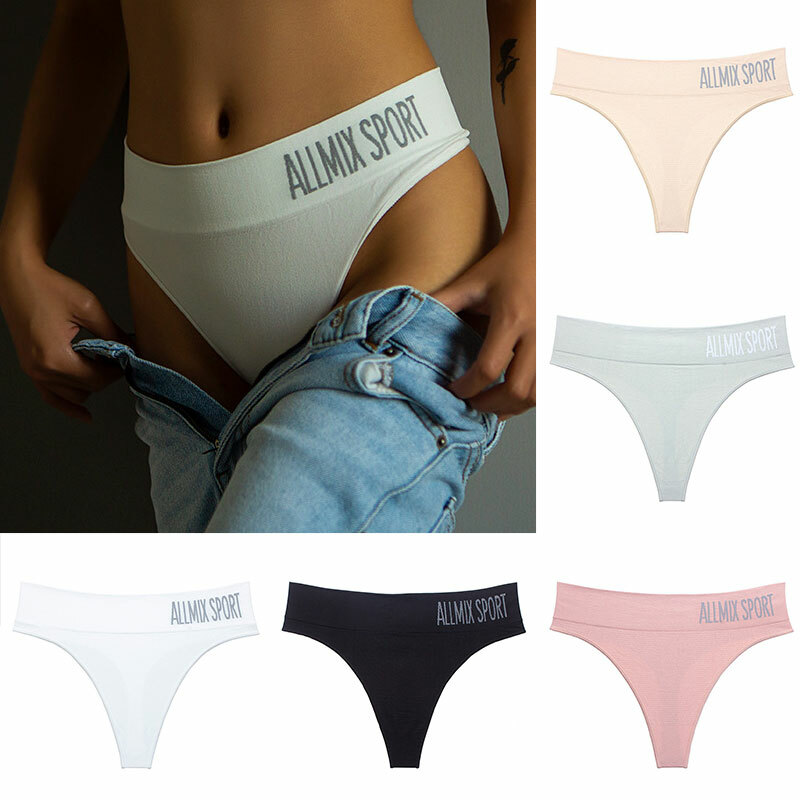 Women's High Waist Underwear Seamless Thong Panties Sports Tummy Control M L XL