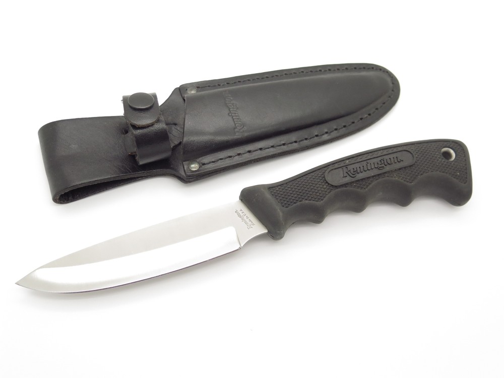 Vintage Remington USA Fixed Blade Hunting Knife with Rubber Finger Groove Handle