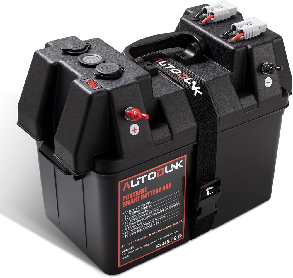 Durable 12V Battery Box with Anderson Plugs and Power Connectivity Options