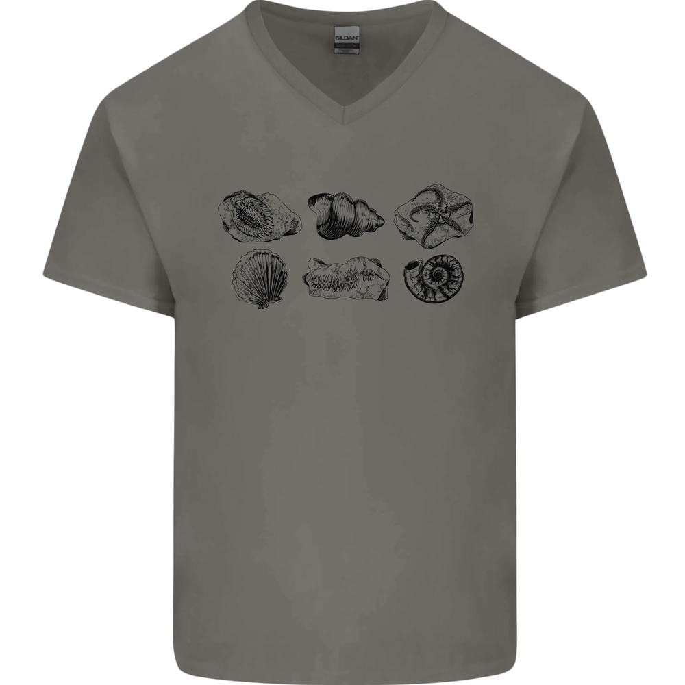 Fossil Set Palaeontologist Palaeontology Mens V-Neck Cotton T-Shirt
