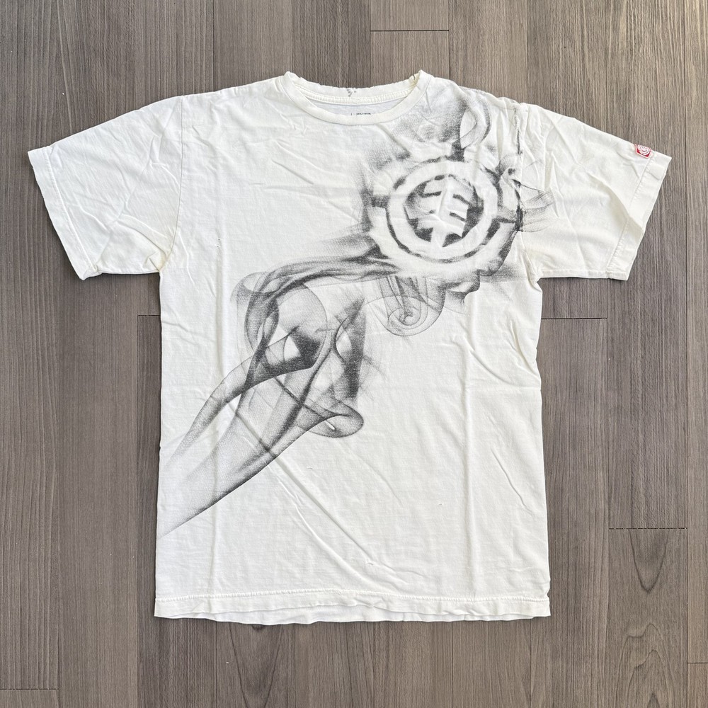 Element Shirt Mens Medium White Smoke Logo Graphic Skateboard T-Shirt Tee
